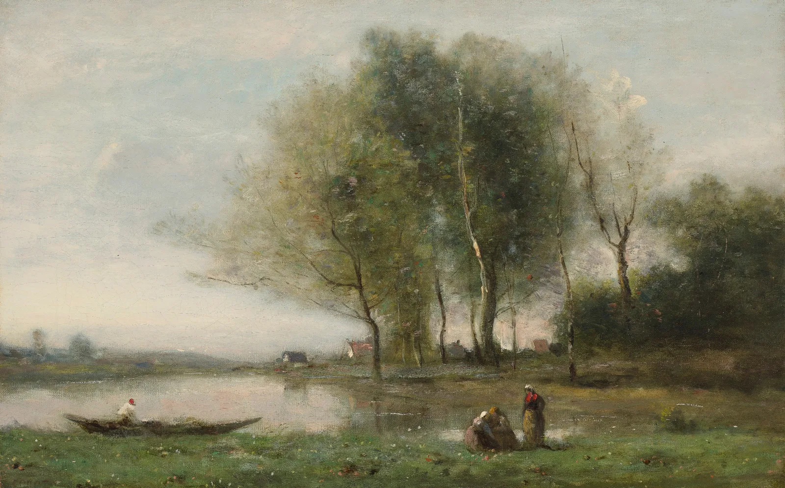Arleux Du Nord?? Le Bord Des Clairs Wall Art by Jean-Baptiste-Camille Corot - Canvas Print