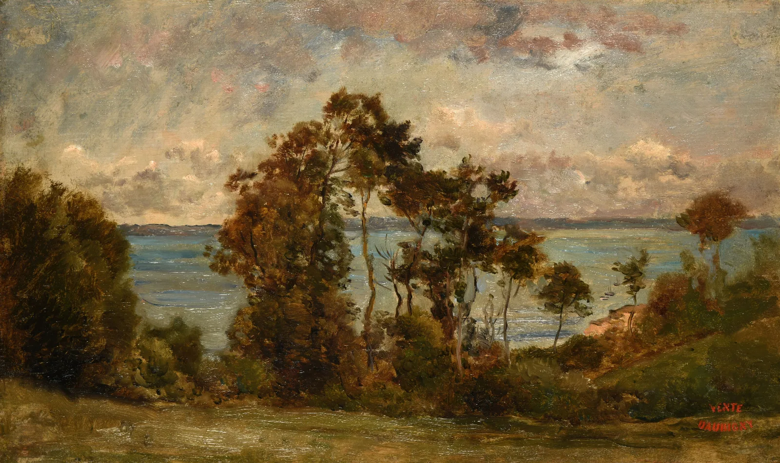 Les Hauts De Villerville Titre Inscrit A Linventaire Paysage Wall Art by Charles François Daubigny - Canvas Print