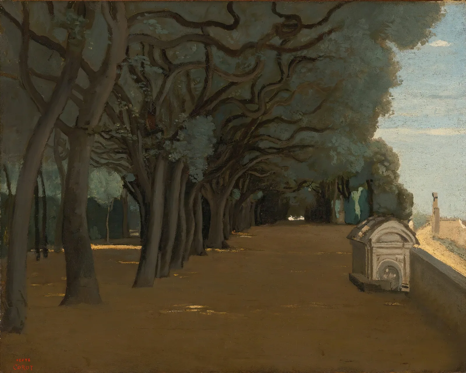 Rome Terrasse De La Villa Pamphili Wall Art by Jean-Baptiste-Camille Corot - Canvas Print