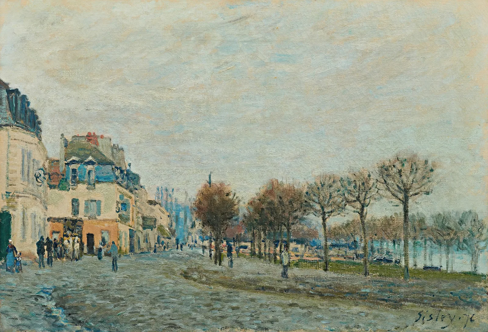 Port Marly Avant Linondation Wall Art by Alfred Sisley - Canvas Print