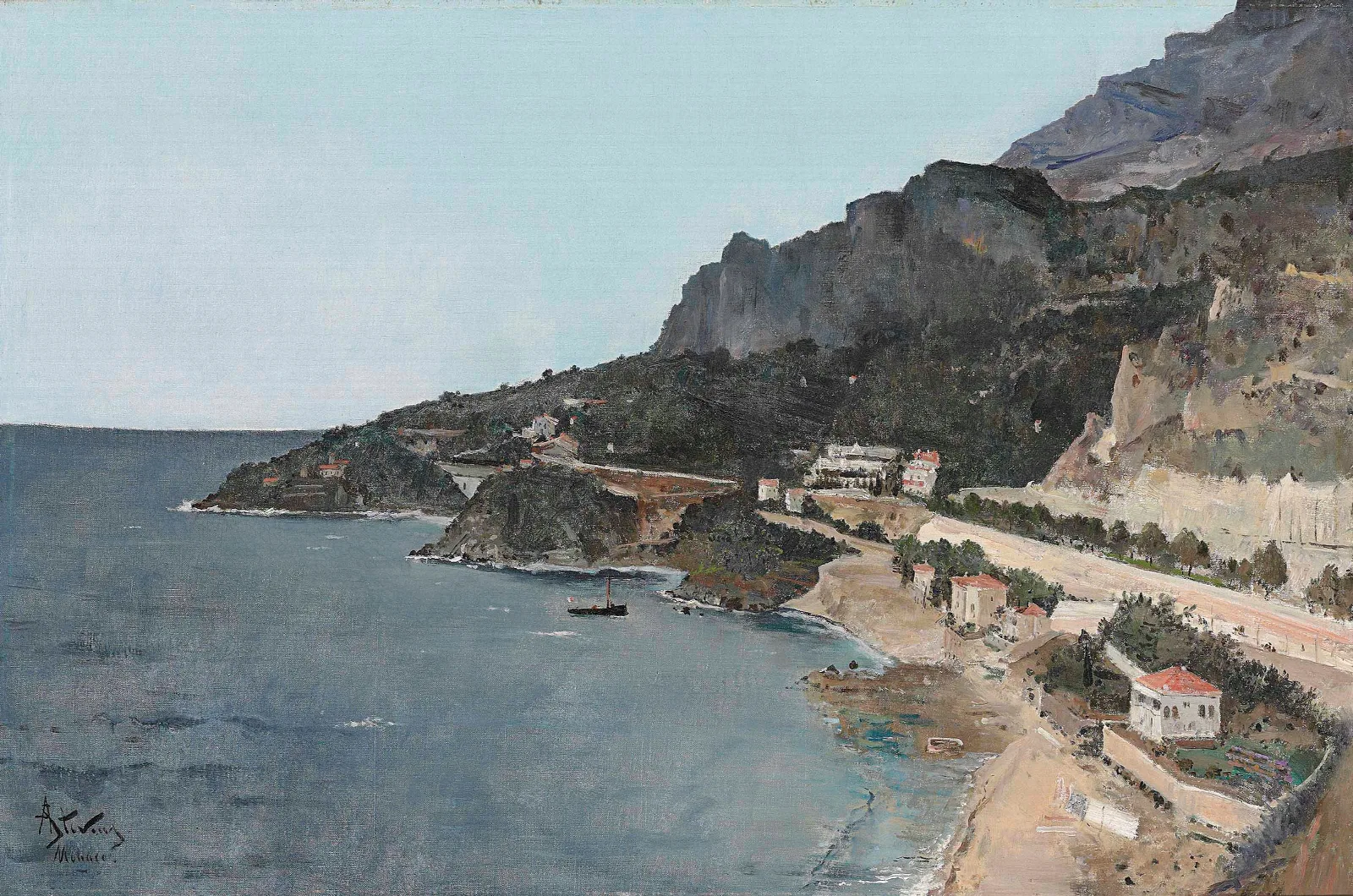 Cap Dail Vue Prise De Palais Du Prince De Monaco Wall Art by Alfred Stevens - Canvas Print