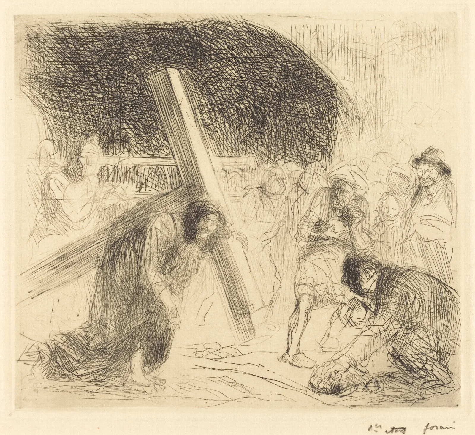 Christ Carrying The Cross Seventh Plate Wall Art by Jean-Louis Forain - Canvas Print