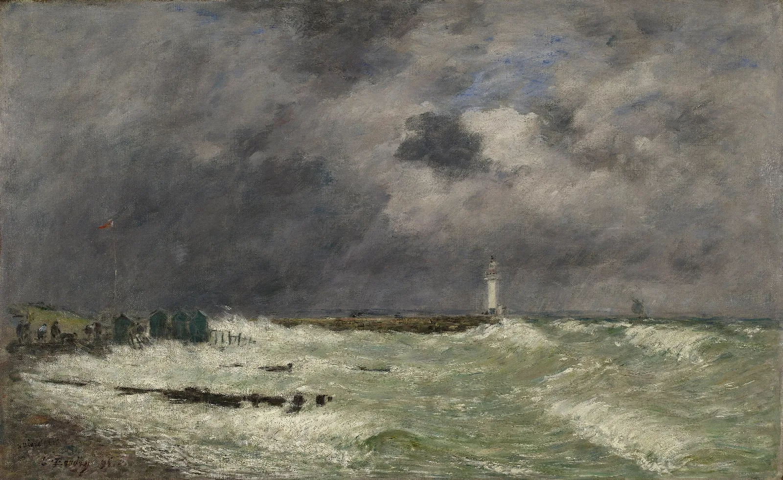 Coup De Vent Devant Frascati Le Havre Wall Art by Eugène Boudin - Canvas Print