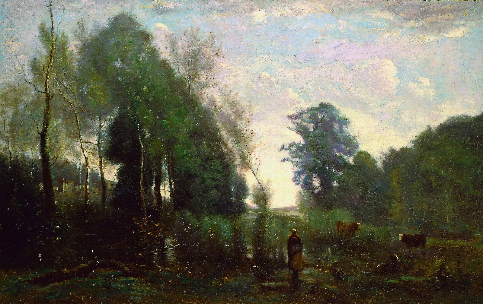 Misty Morning Wall Art by Jean-Baptiste-Camille Corot - Canvas Print
