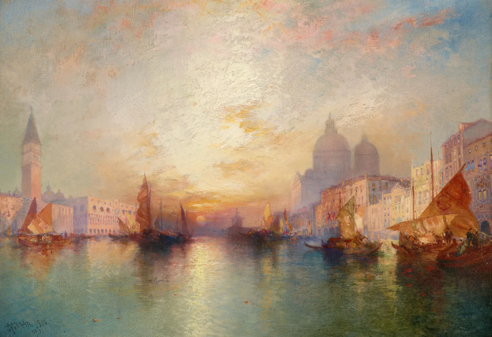 Venice Grand Canal At Sunset Wall Art by Thomas Moran - Canvas Print