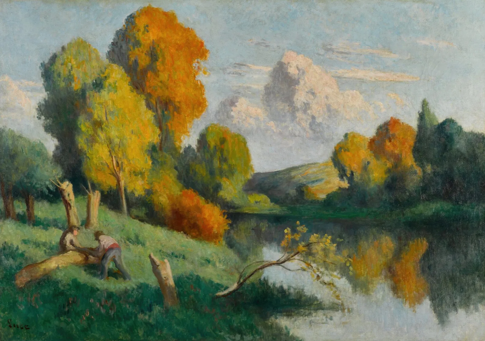 Les Scieurs Paysage De La Cure Wall Art by Maximilien Luce - Canvas Print
