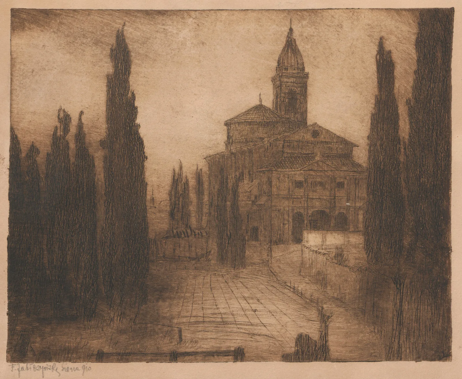 Cypresses Near Siena Wall Art by Feliks Jabłczyński - Canvas Print