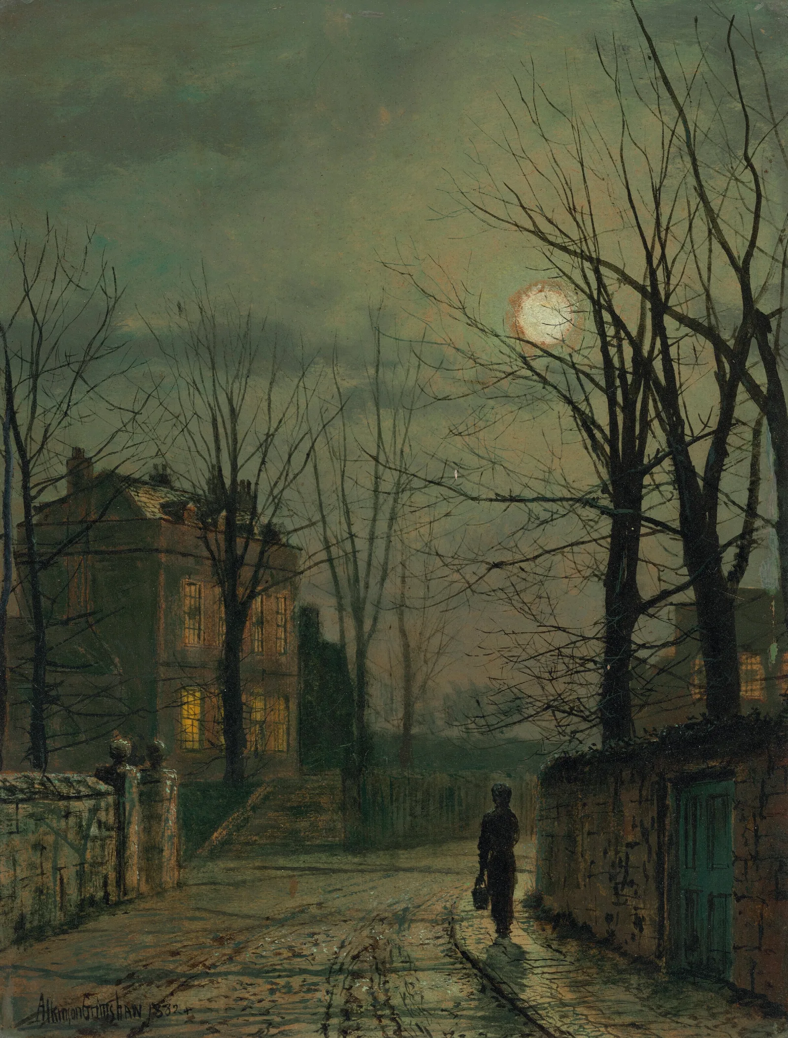 Corner Of The Old Road Claughton Near Scarborough Wall Art by John Atkinson Grimshaw - Canvas Print
