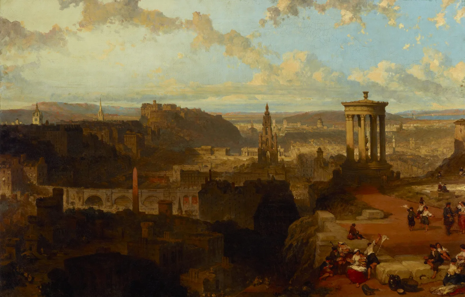 Edinburgh From The Calton Hill Wall Art by David Roberts - Canvas Print