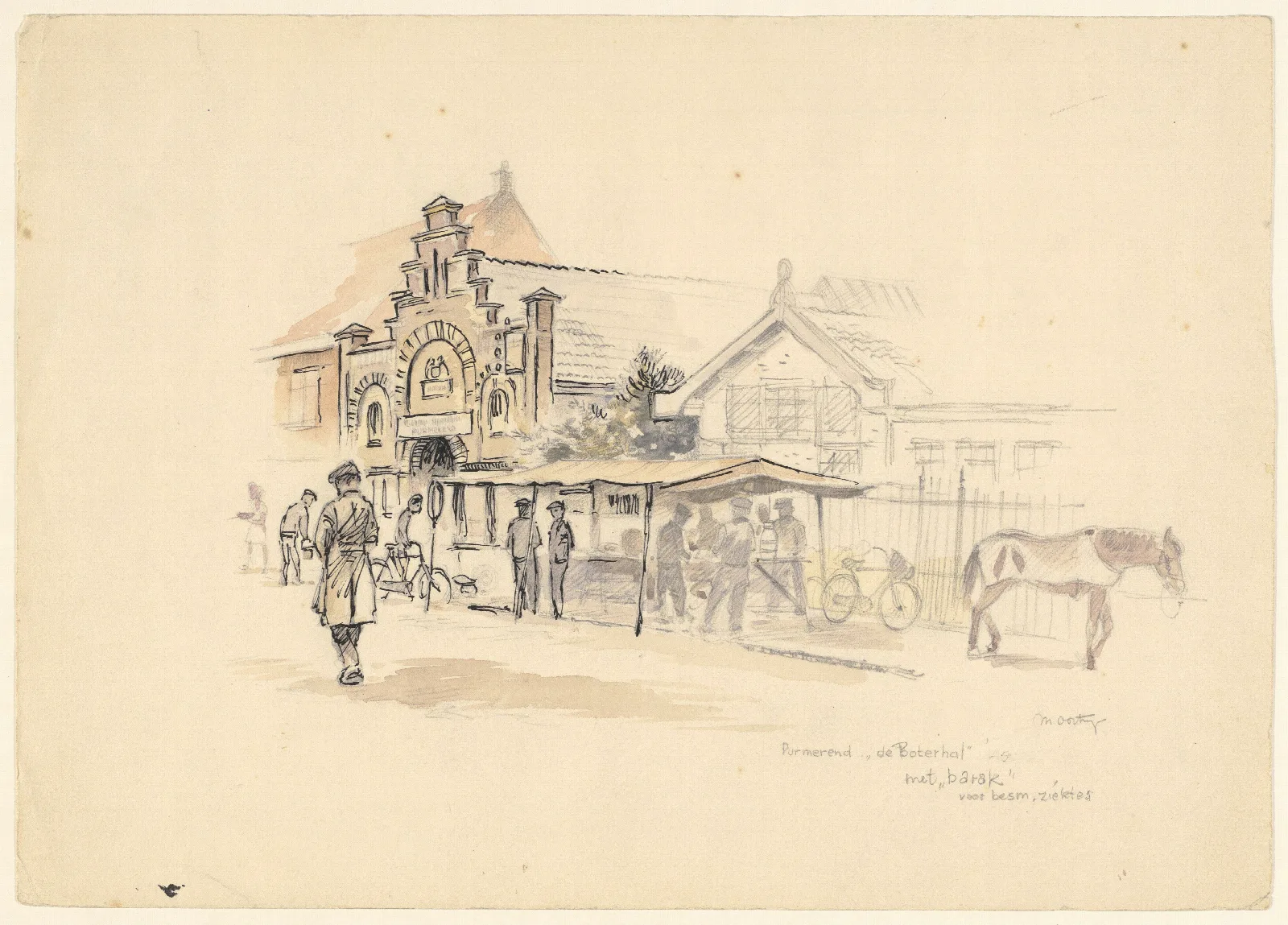 Gezicht Op De Boterhal En Barak Voor Besm Ziektes Aan Het Kerkplein Wall Art by Maarten Oortwijn - Canvas Print