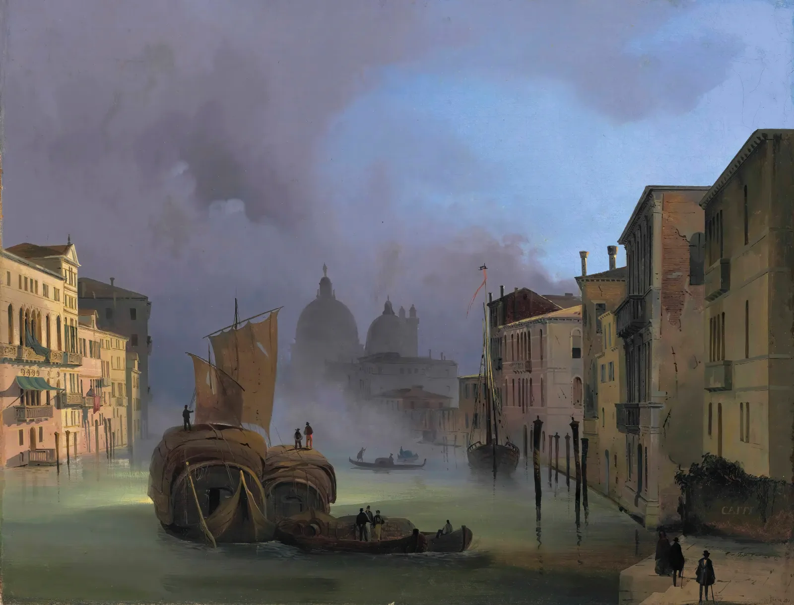 The Grand Canal Venice From The Ponte Dellaccademia With Santa Maria Della Salute Wall Art by Ippolito Caffi - Canvas Print