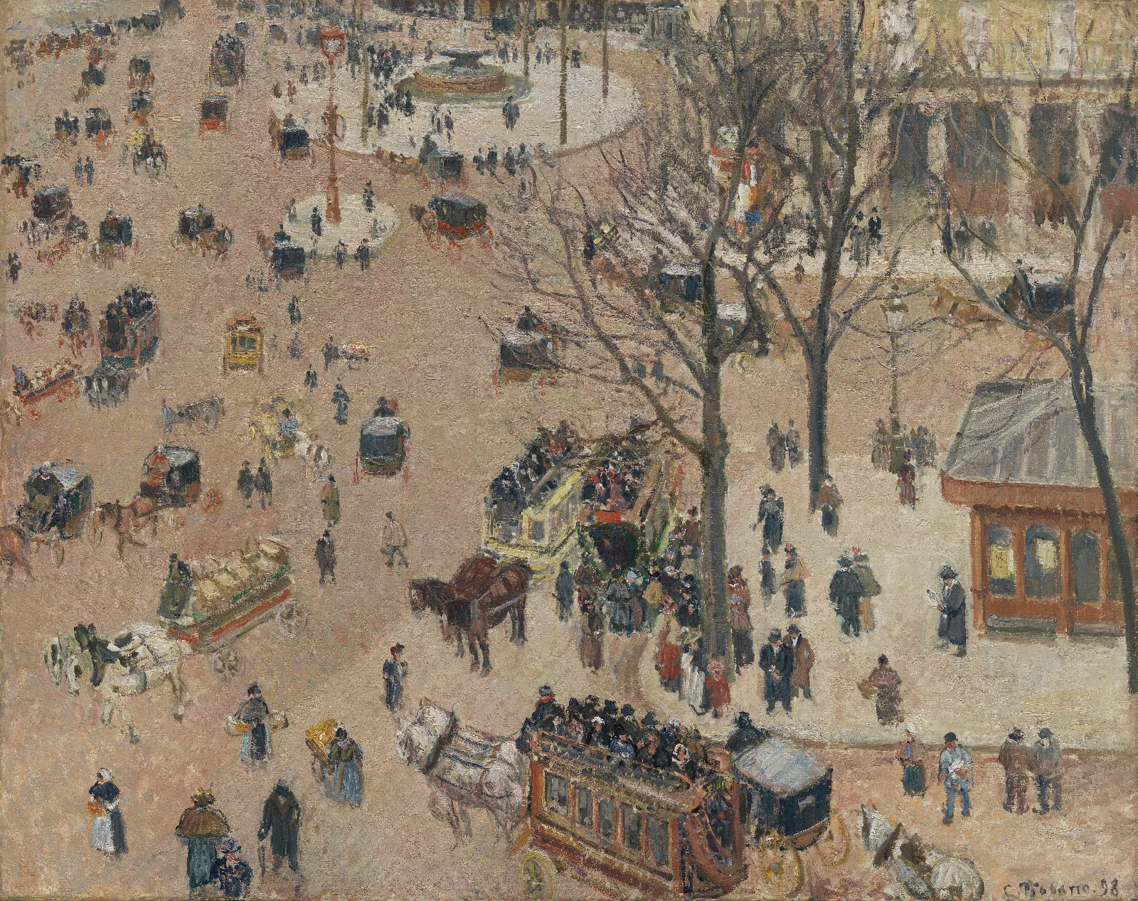 La Place Du Theatre Francais Wall Art by Camille Pissarro - Canvas Print