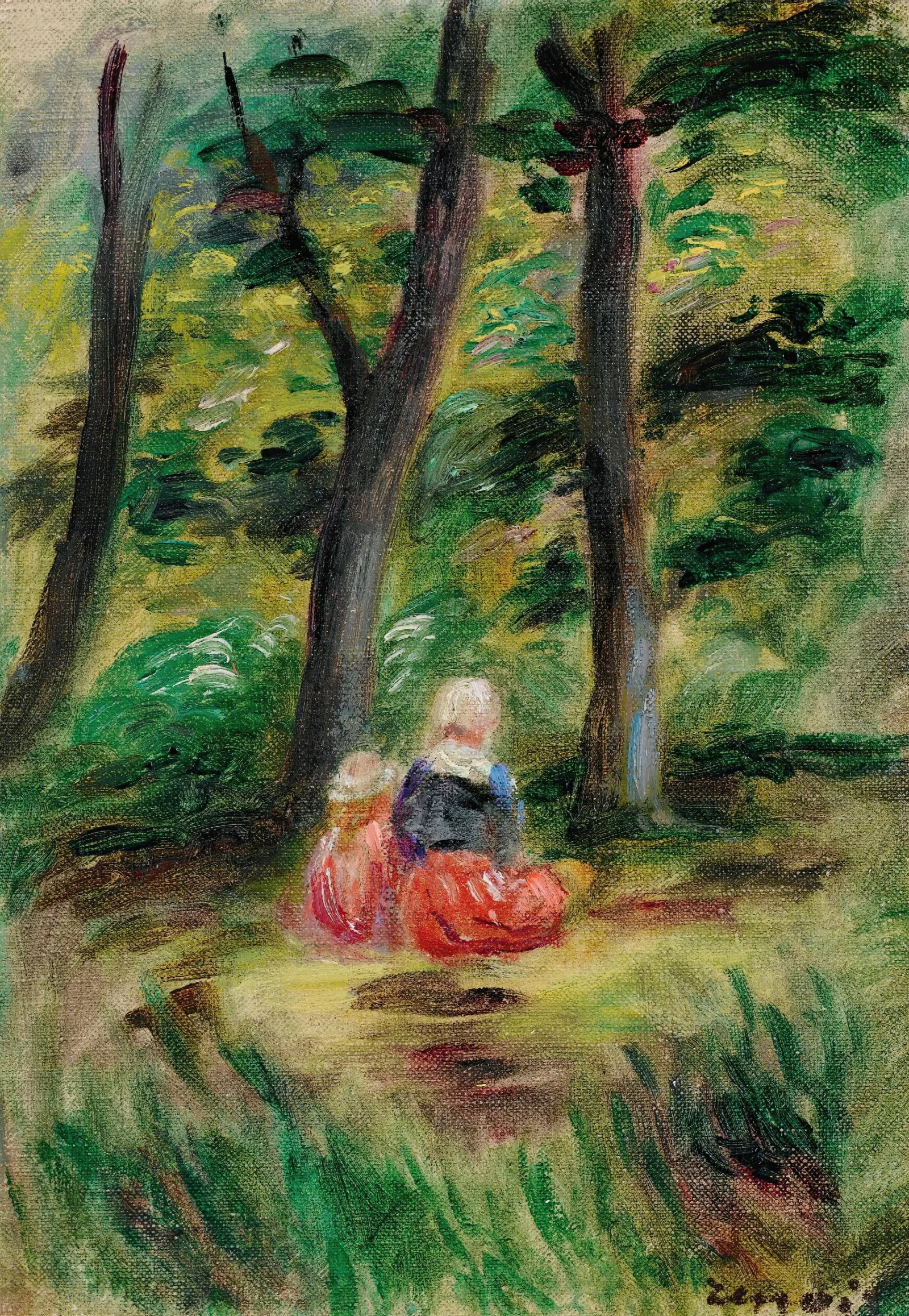 Femme Et Enfant Dans Un Paysage Wall Art by Pierre-Auguste Renoir - Canvas Print