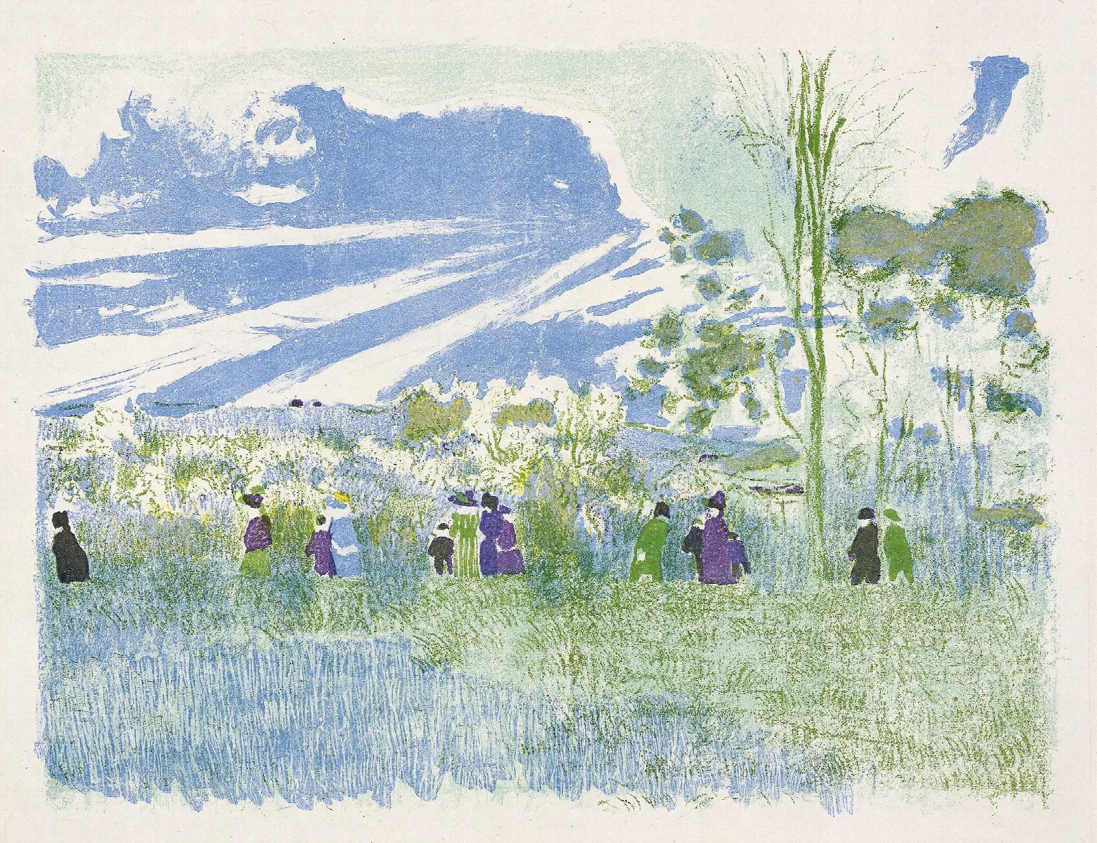 Across The Fields Plate Three From Landscapes And Interiors Wall Art by Édouard Vuillard - Canvas Print