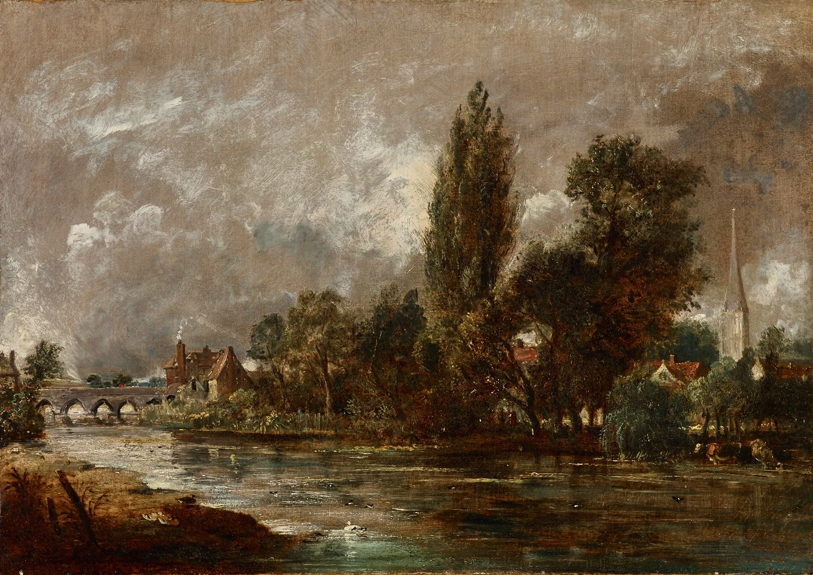 Harnham Bridge Salisbury Wall Art by John Constable - Canvas Print