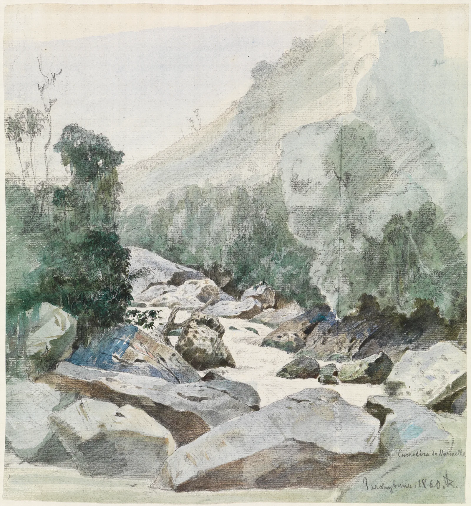 Gebirgsbach In Cachoeira Do Marmello Wall Art by Ferdinand Keller - Canvas Print