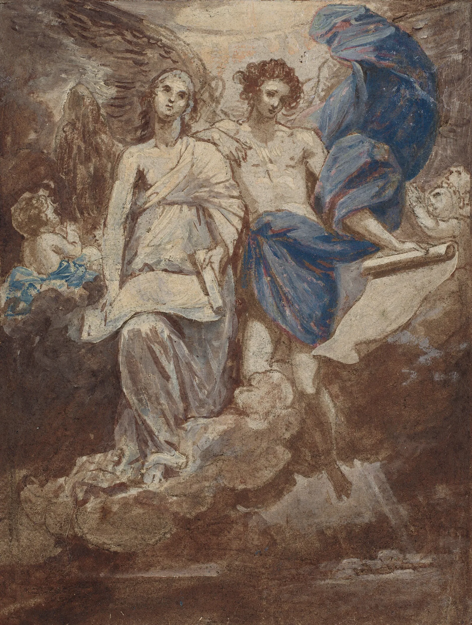 Study For A Painting Of The Angels Appearing To The Shepherds 1774 Wall Art by Benjamin West - Canvas Print