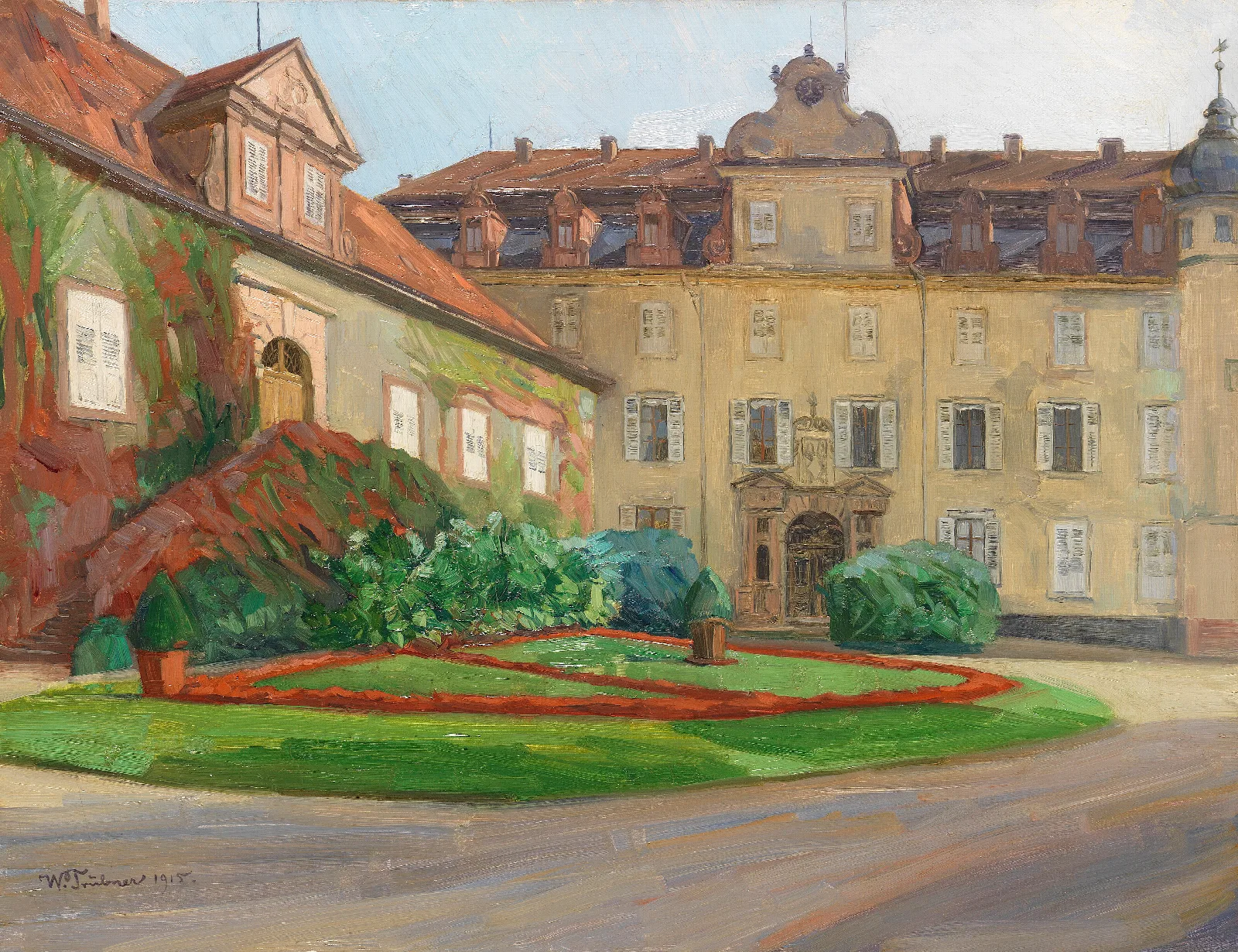 Schloshof In Baden Baden Im September Wall Art by Wilhelm Trübner - Canvas Print