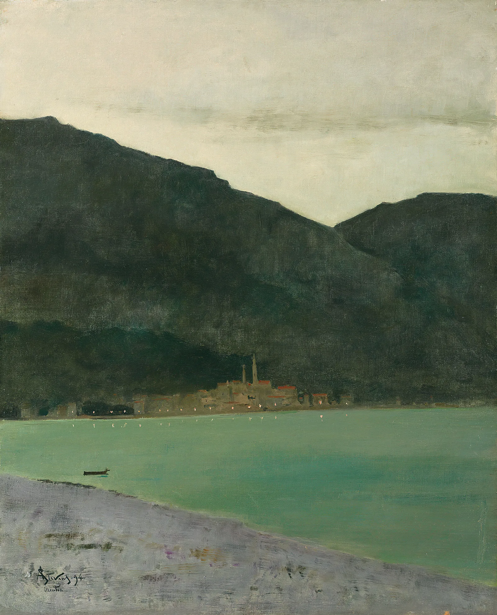 Menton Presque La Nuit 2e Impression Wall Art by Alfred Stevens - Canvas Print