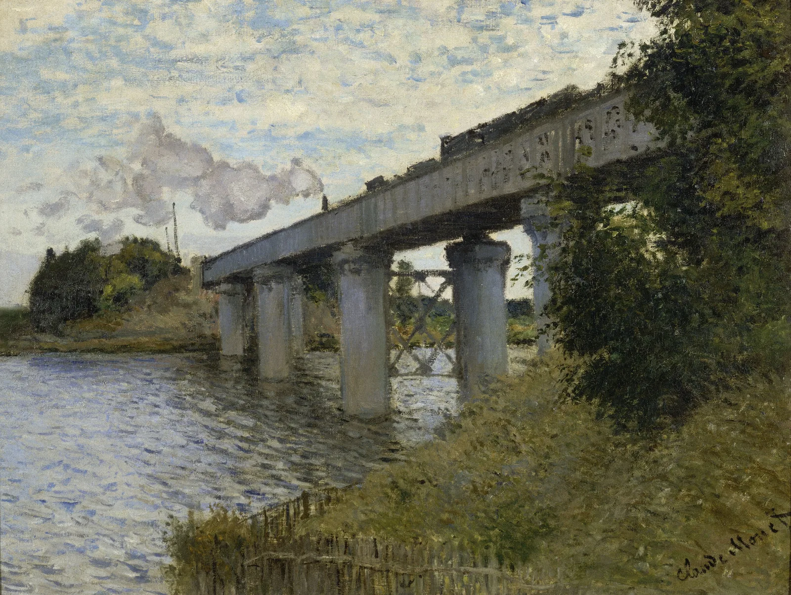 The Railroad Bridge In Argenteuil Wall Art by Claude Monet - Canvas Print