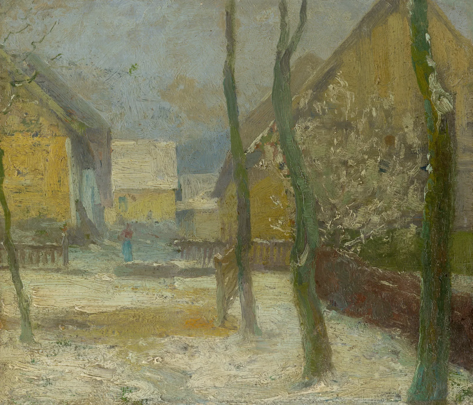 Artists Courtyard In Slanec In Winter Wall Art by Ľudovít Čordák - Canvas Print