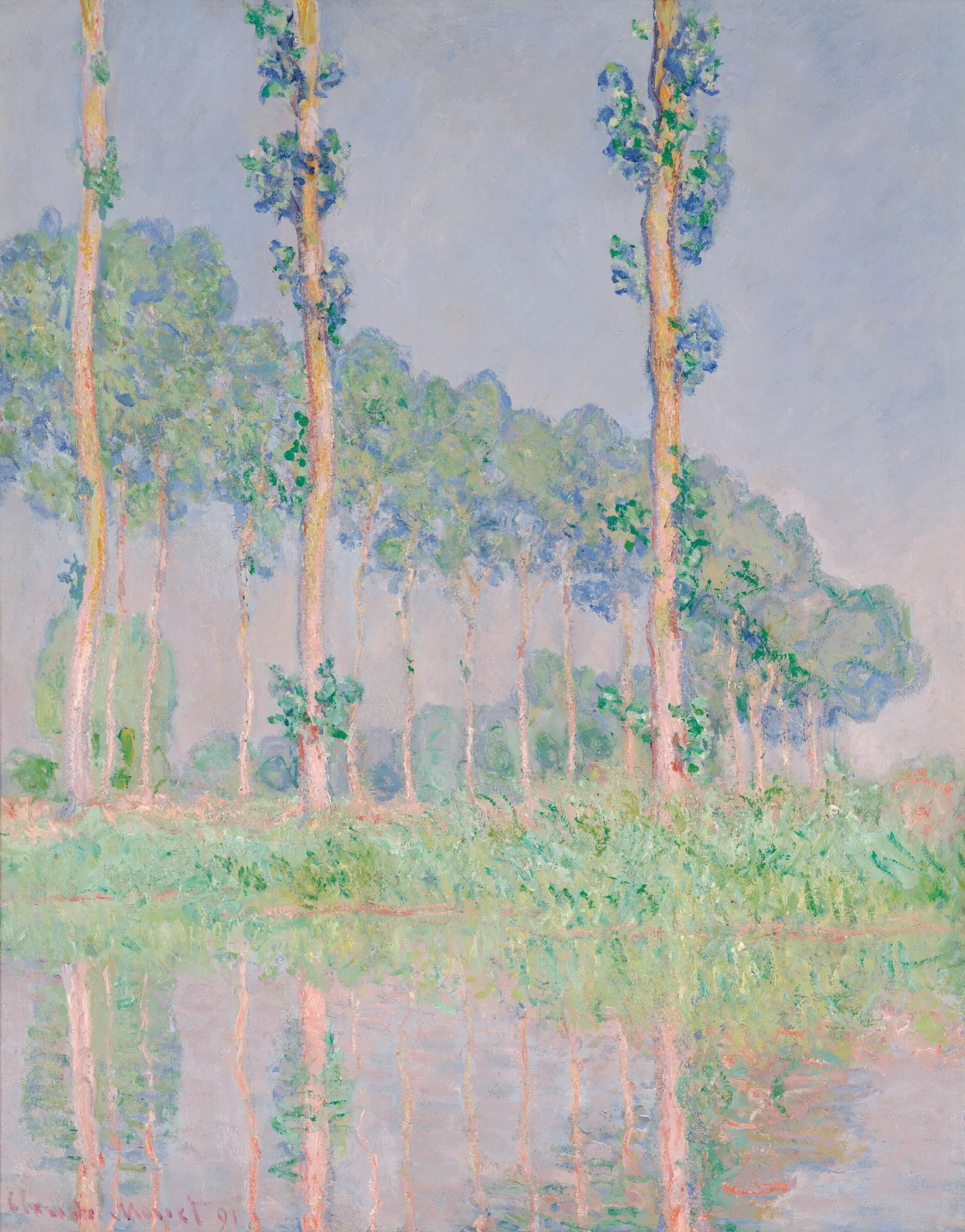 Poplars Pink Effect Wall Art by Claude Monet - Canvas Print