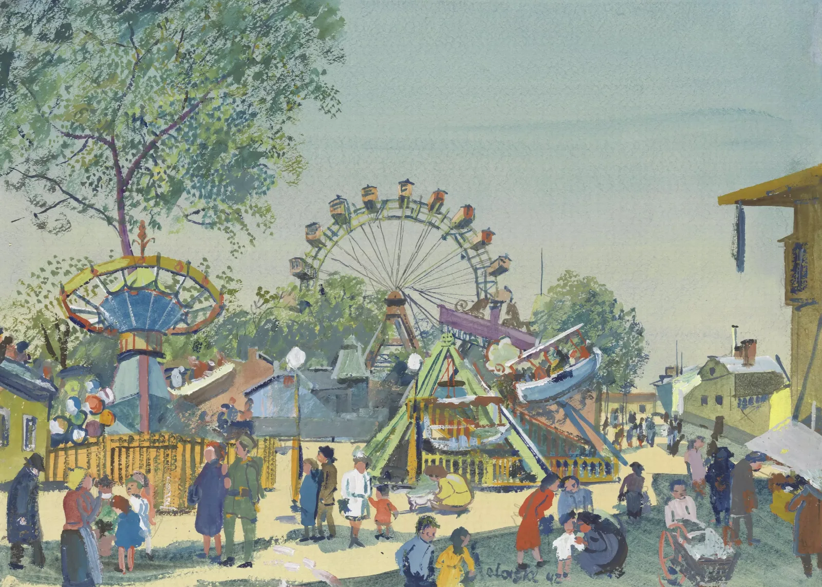 Im Wurstelprater Wall Art by Oskar Laske - Canvas Print