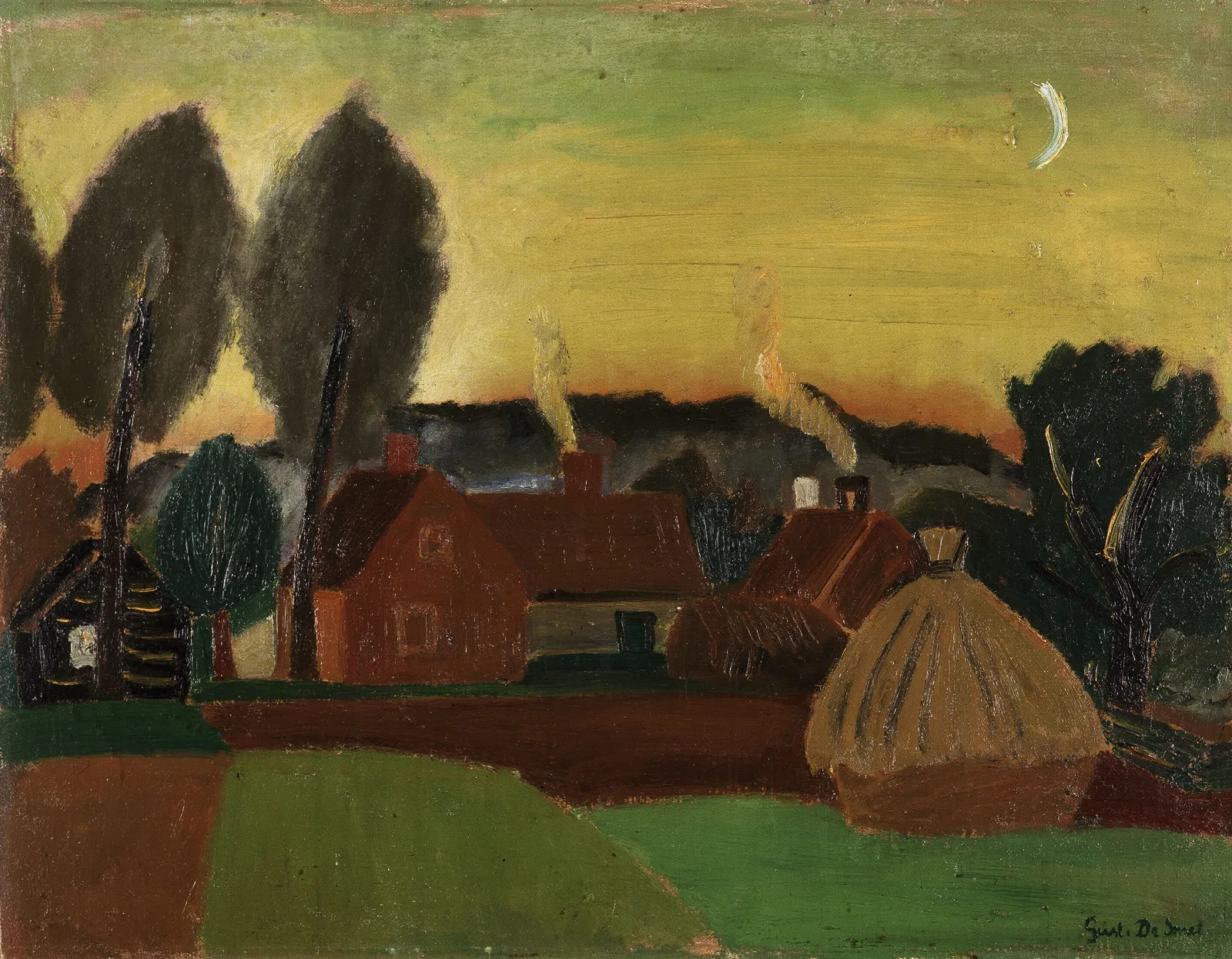Landscape In The Evening 2 Wall Art by Gustave De Smet - Canvas Print