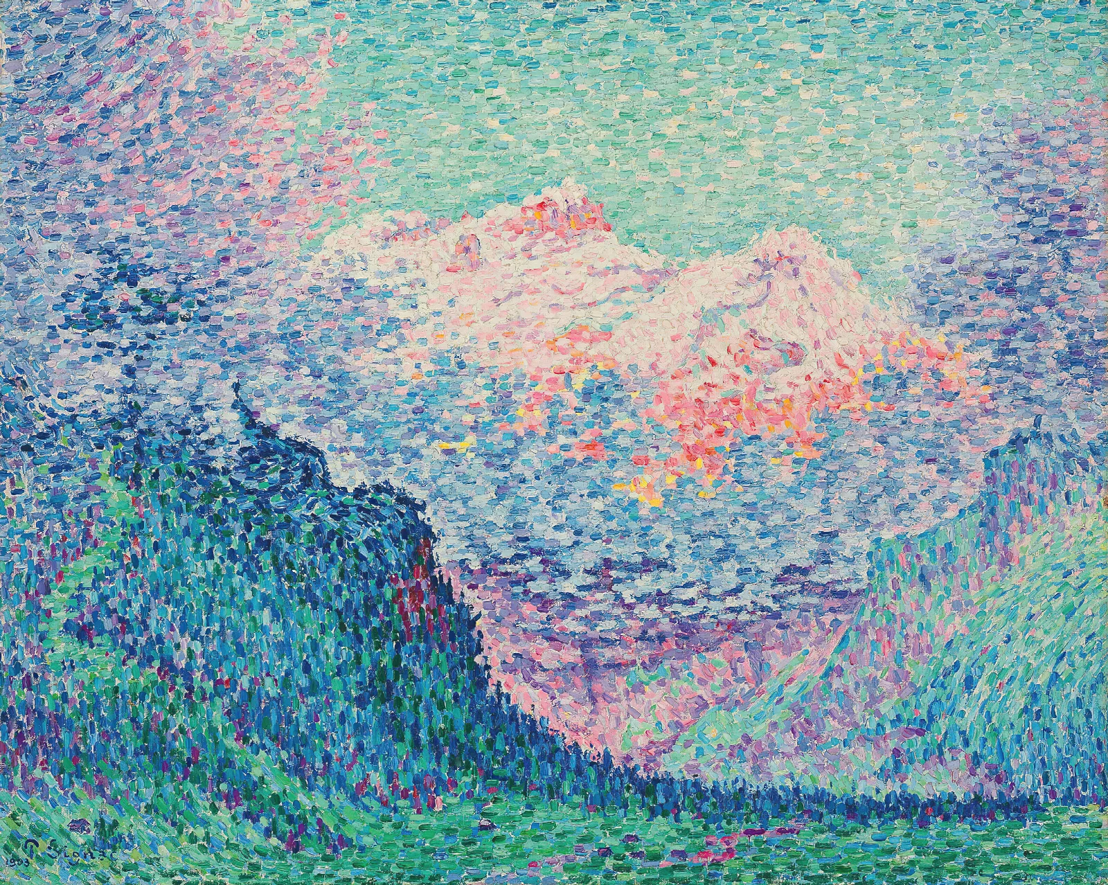 Les Diablerets Loldenhorn Et Le Becabesson Wall Art by Paul Signac - Canvas Print