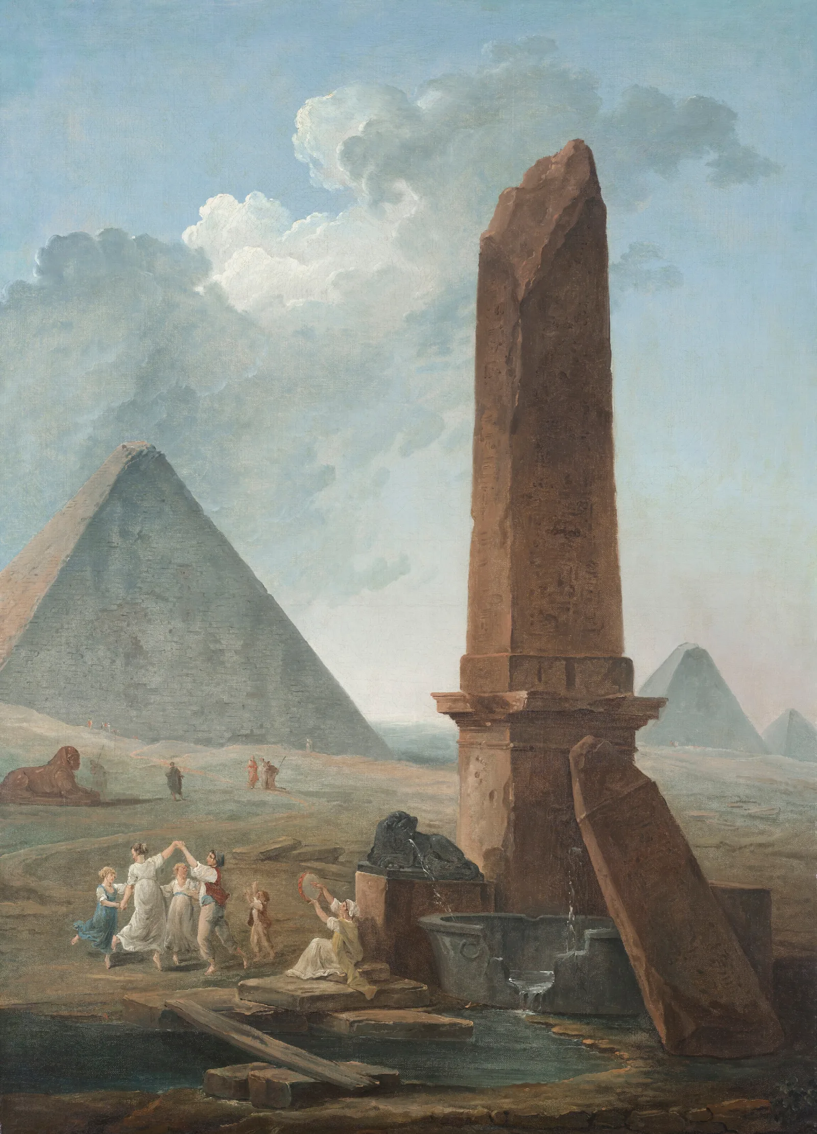 The Farandole Amidst Egyptian Monuments 2 Wall Art by Hubert Robert - Canvas Print
