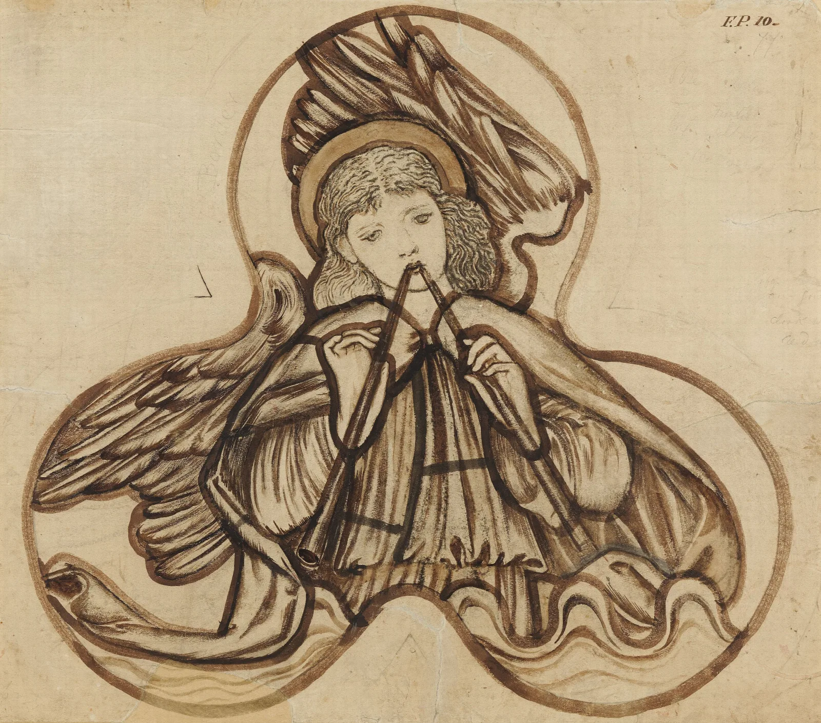 Angel Playing On Pipes Wall Art by Sir Edward Coley Burne-Jones - Canvas Print