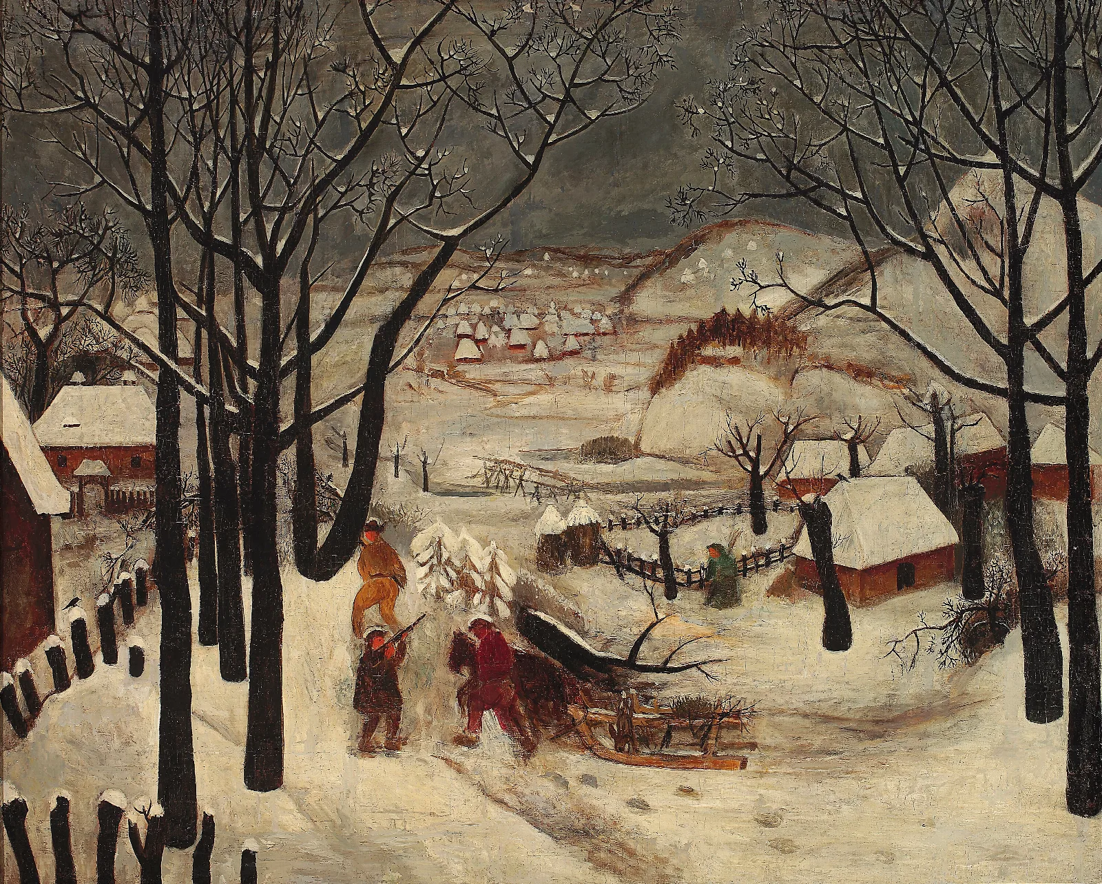 Winter 54 Wall Art by Tadeusz Makowski - Canvas Print