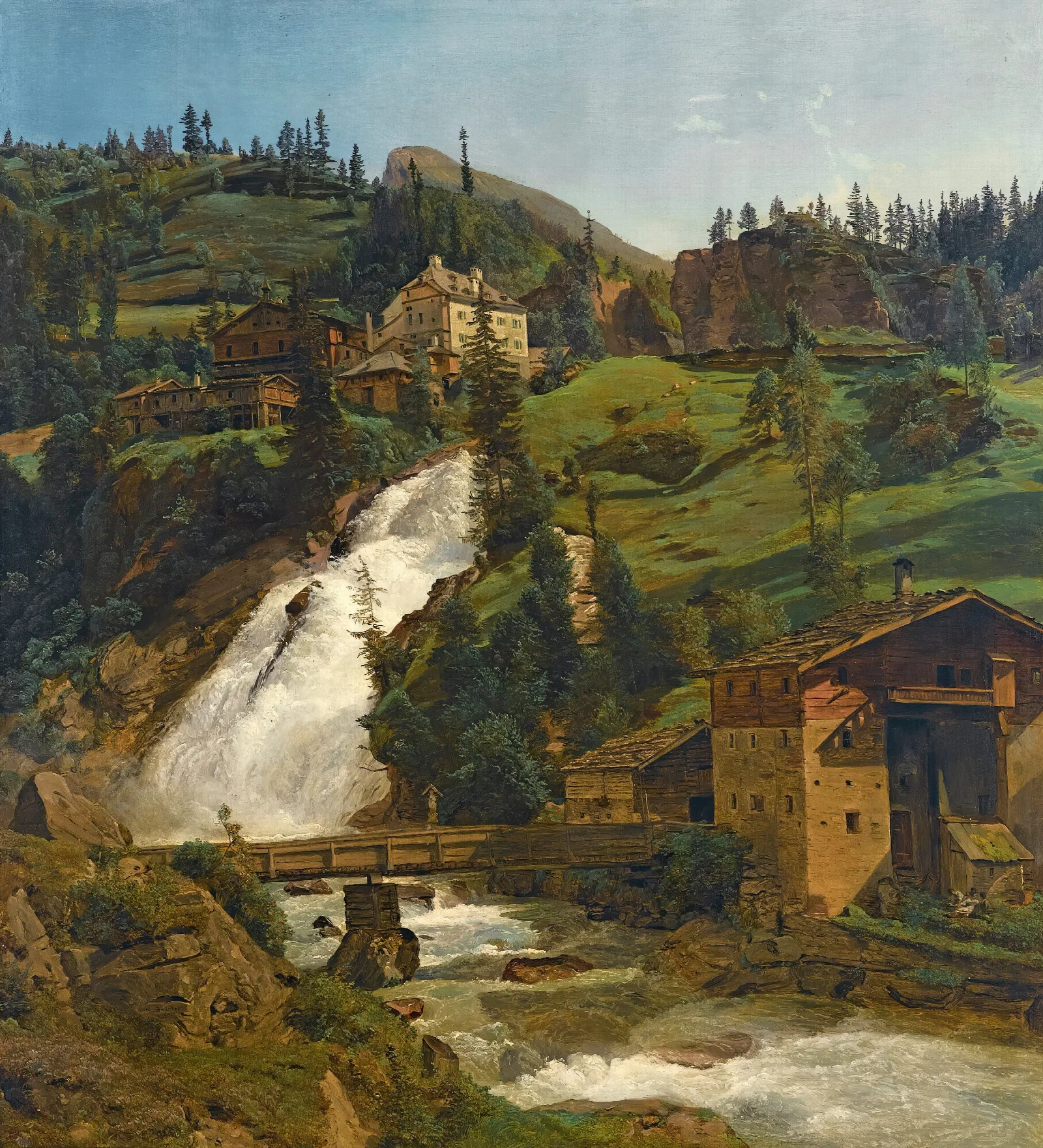 Wildbad Gastein The Wildbad Gastein Falls Wall Art by Ferdinand Georg Waldmüller - Canvas Print