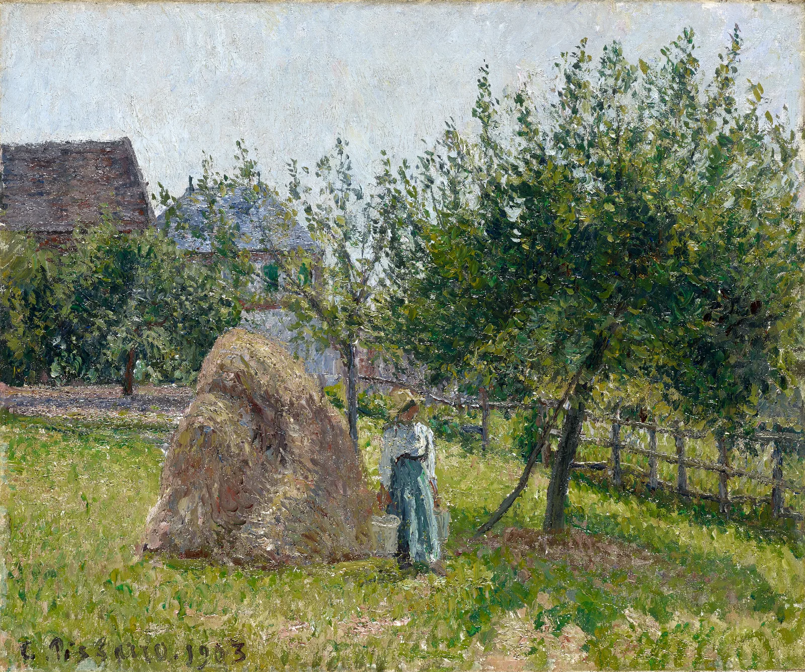 Apple Trees In Eragny Sunny Morning Wall Art by Camille Pissarro - Canvas Print