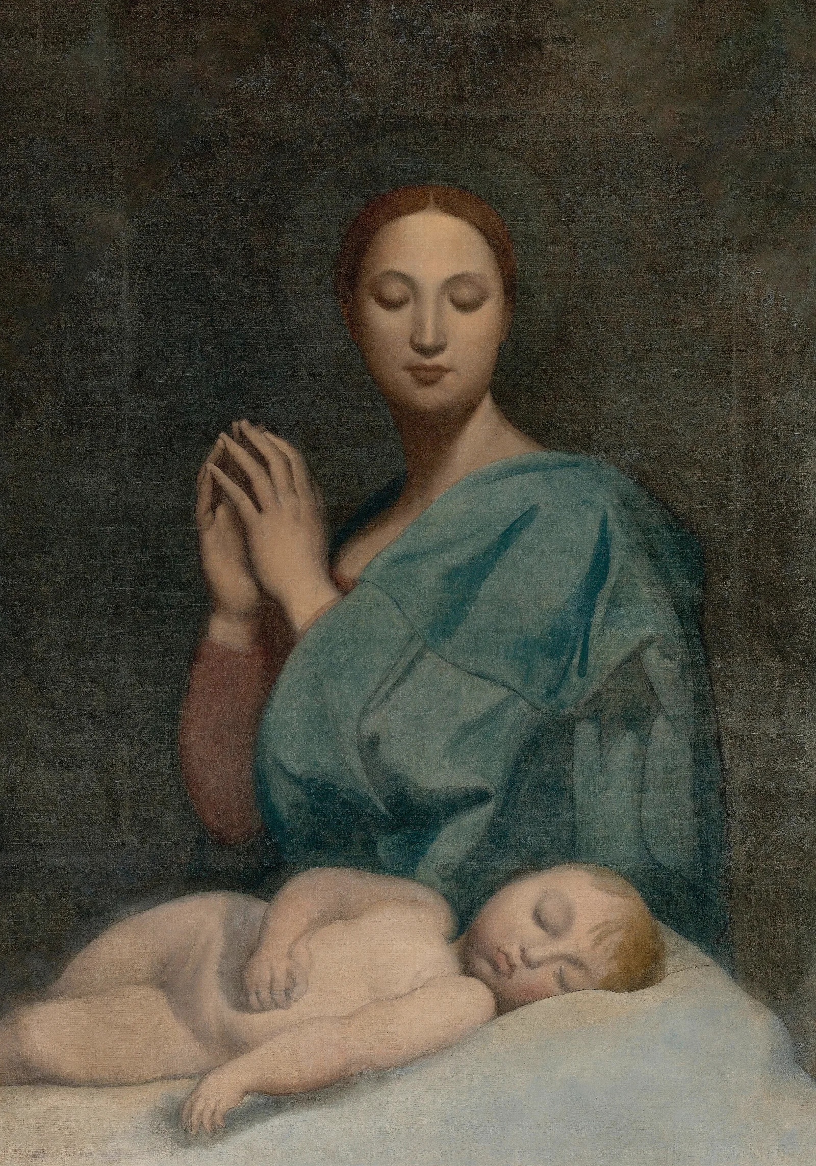 The Virgin With The Sleeping Infant Jesus Wall Art by Jean Auguste Dominique Ingres - Canvas Print