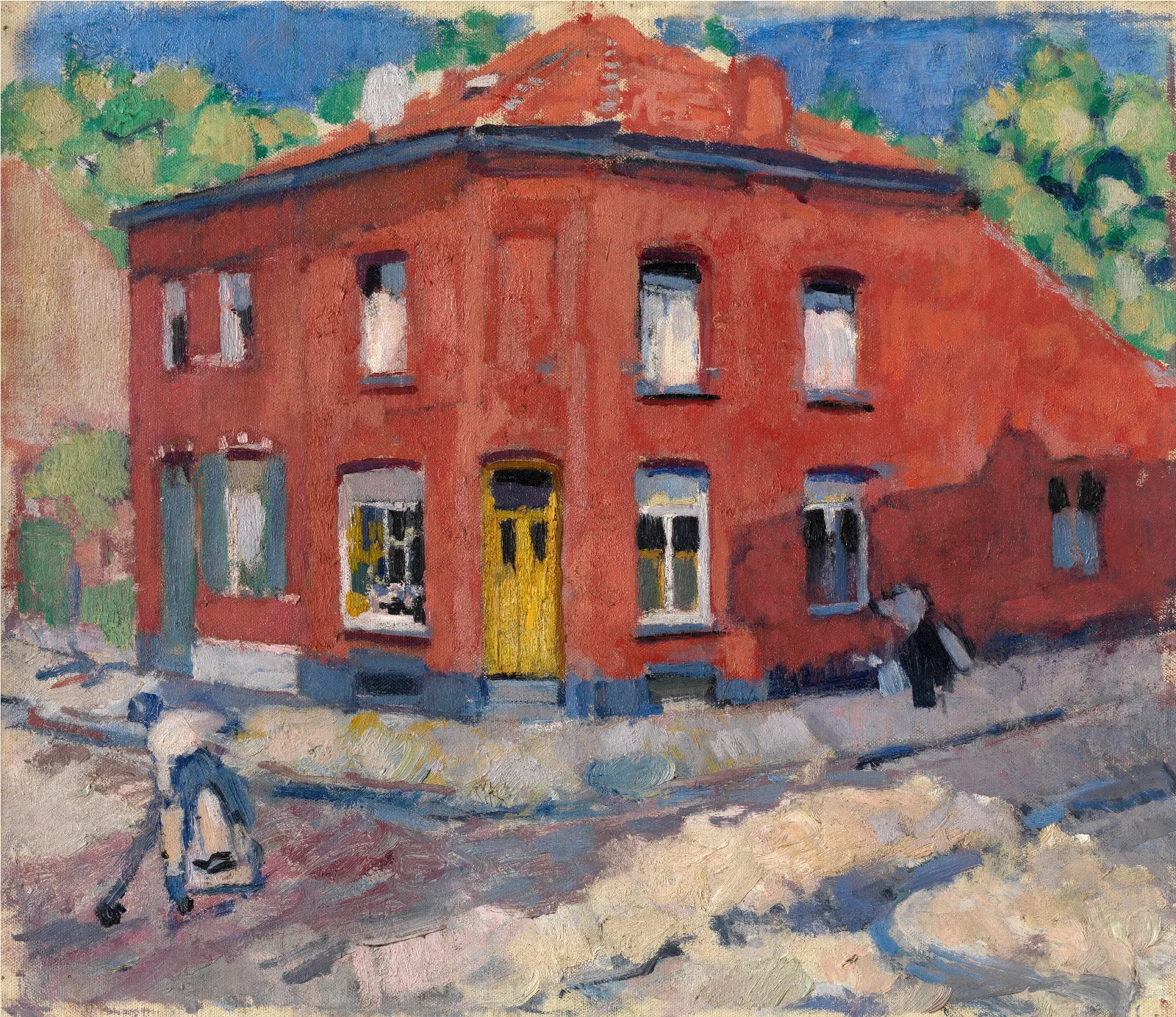 The Red House Late Snow Wall Art by Rik Wouters - Canvas Print