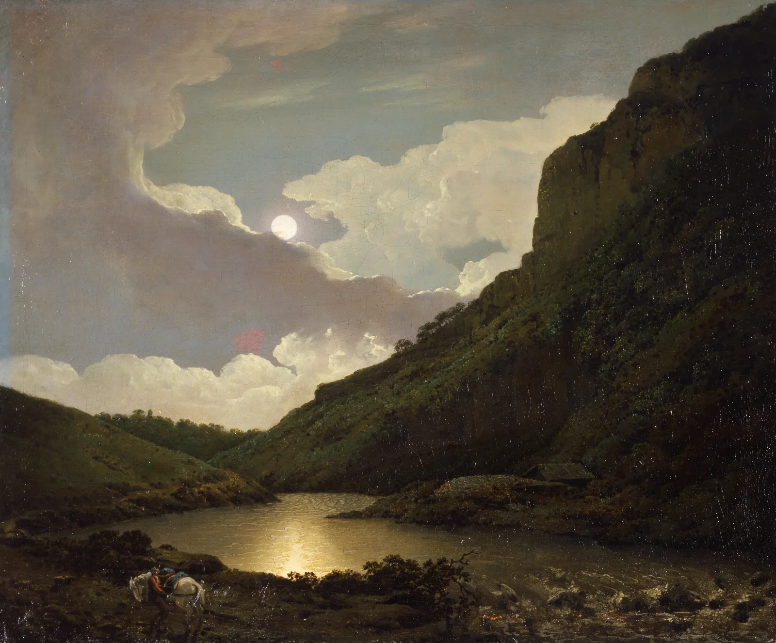 Matlock Tor By Moonlight Wall Art by Joseph Wright of Derby - Canvas Print