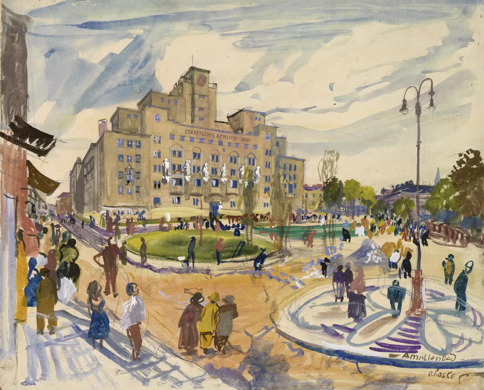 Reumannplatz 9 Amalienbad Wall Art by Oskar Laske - Canvas Print