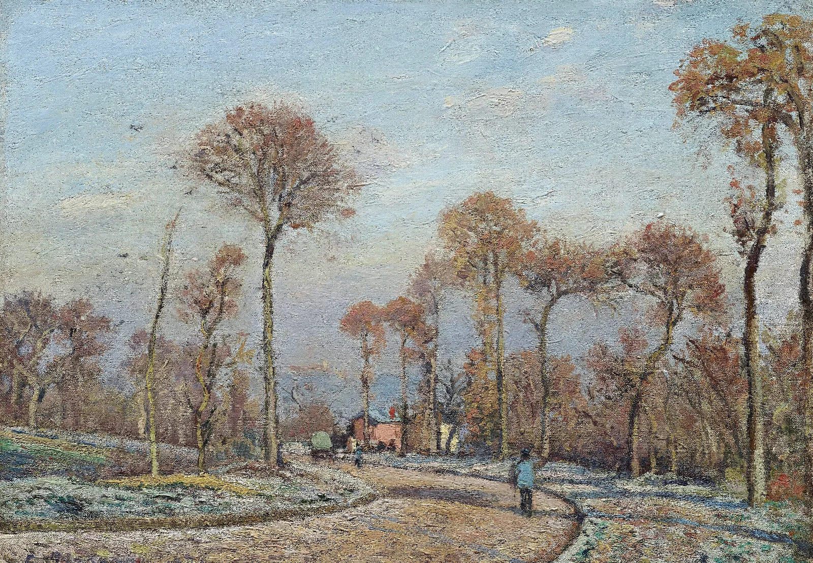 The Road To Versailles Louveciennesmorning Frost Wall Art by Camille Pissarro - Canvas Print