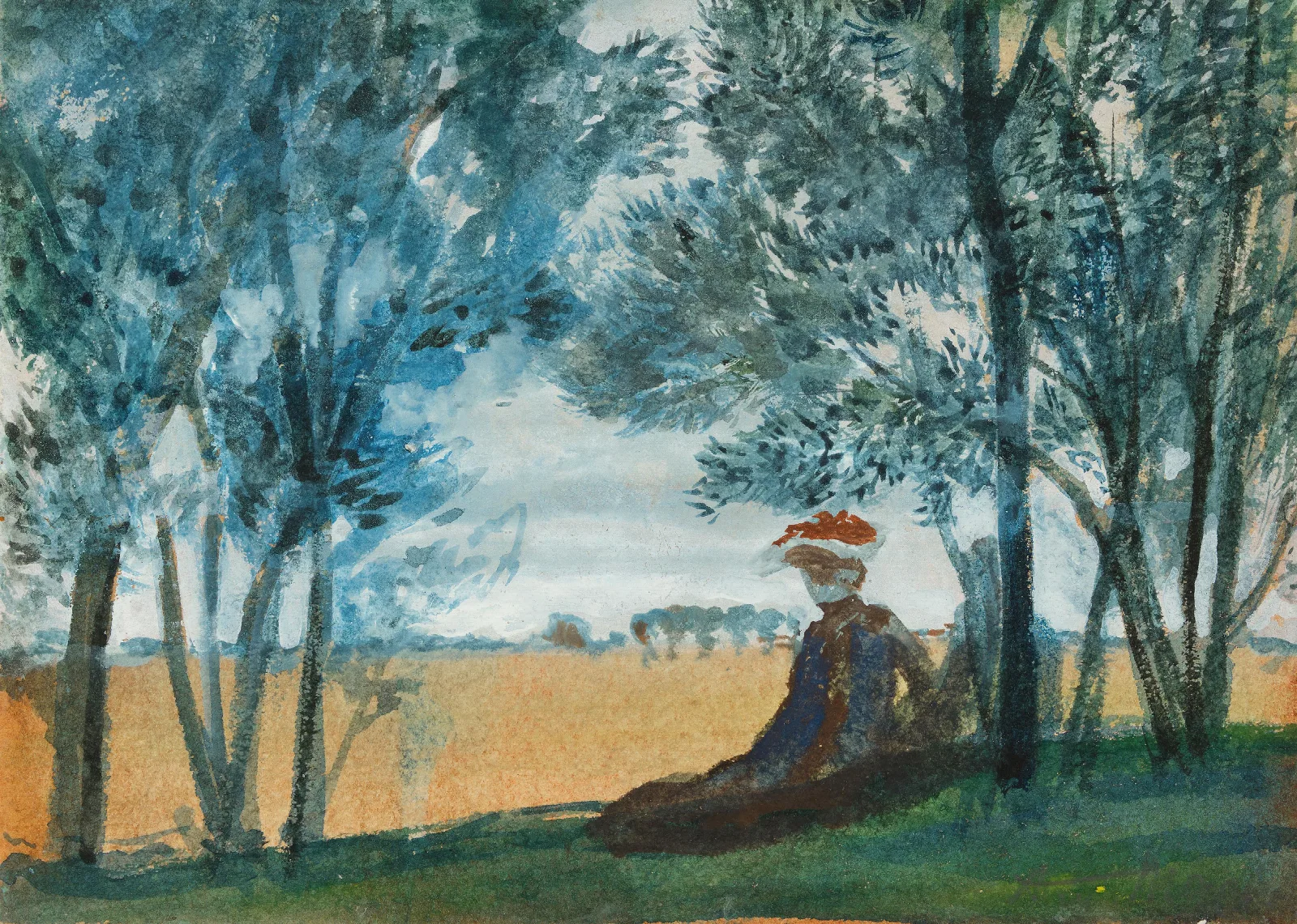 Sitzendes Paar In Einer Landschaft Wall Art by August Macke - Canvas Print