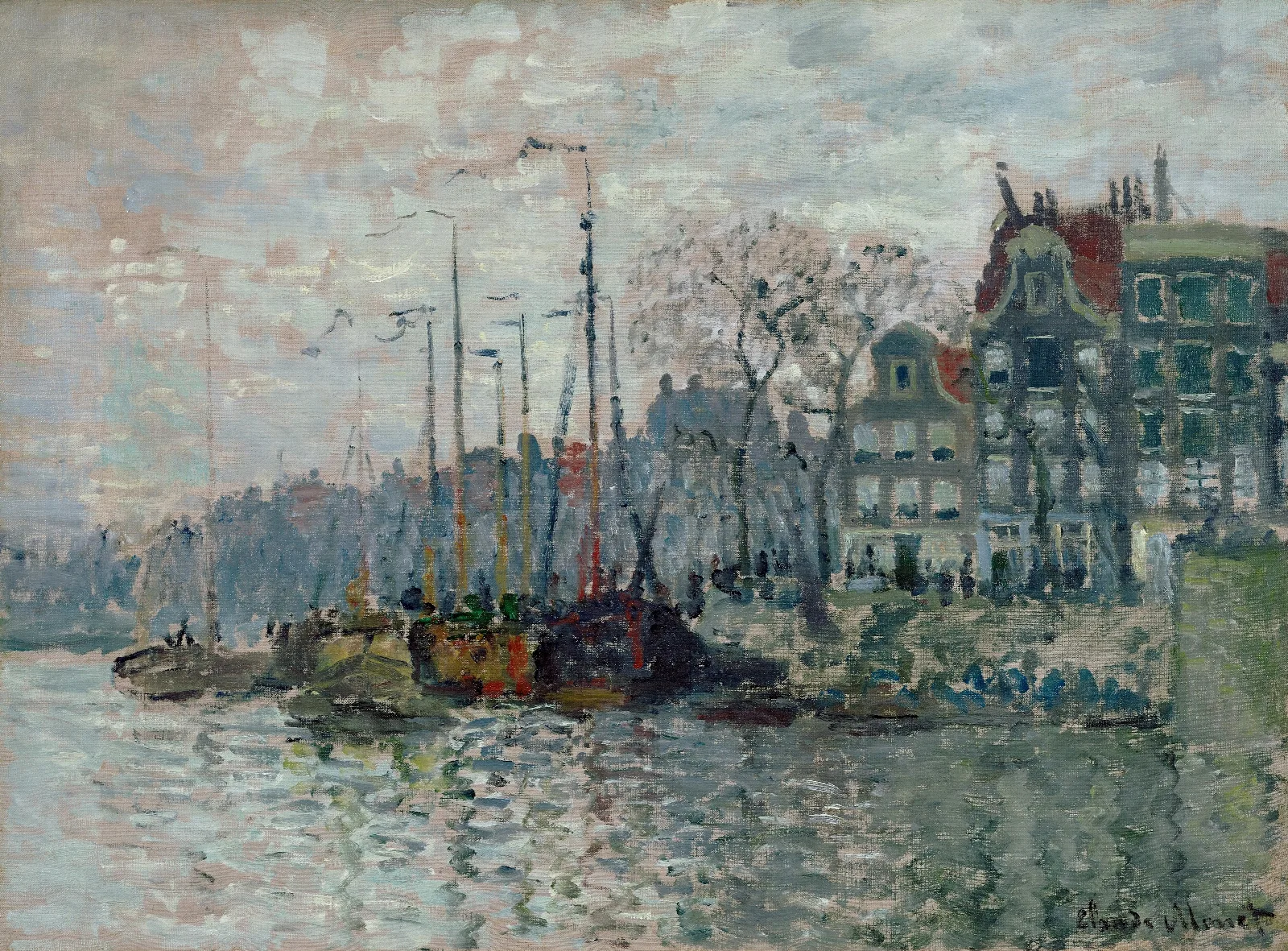 View Of The Prins Hendrikkade And The Kromme Waal In Amsterdam Wall Art by Claude Monet - Canvas Print