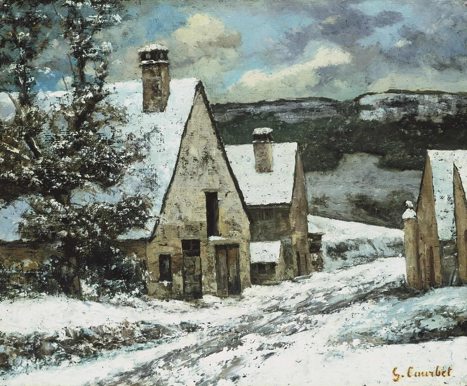 Village Edge In Winter Wall Art by Gustave Courbet - Canvas Print