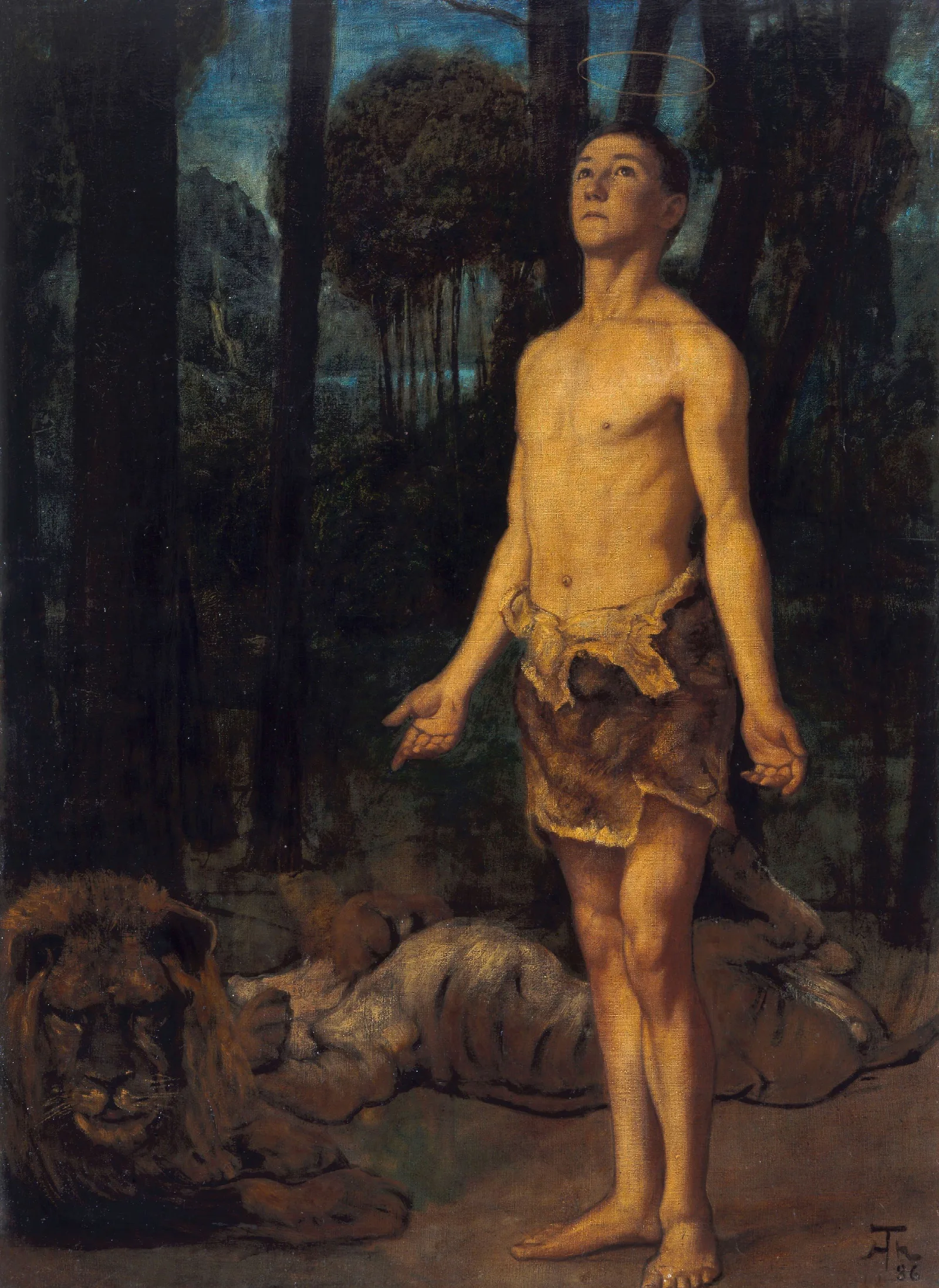 Daniel In The Lions Den 6 Wall Art by Hans Thoma - Canvas Print