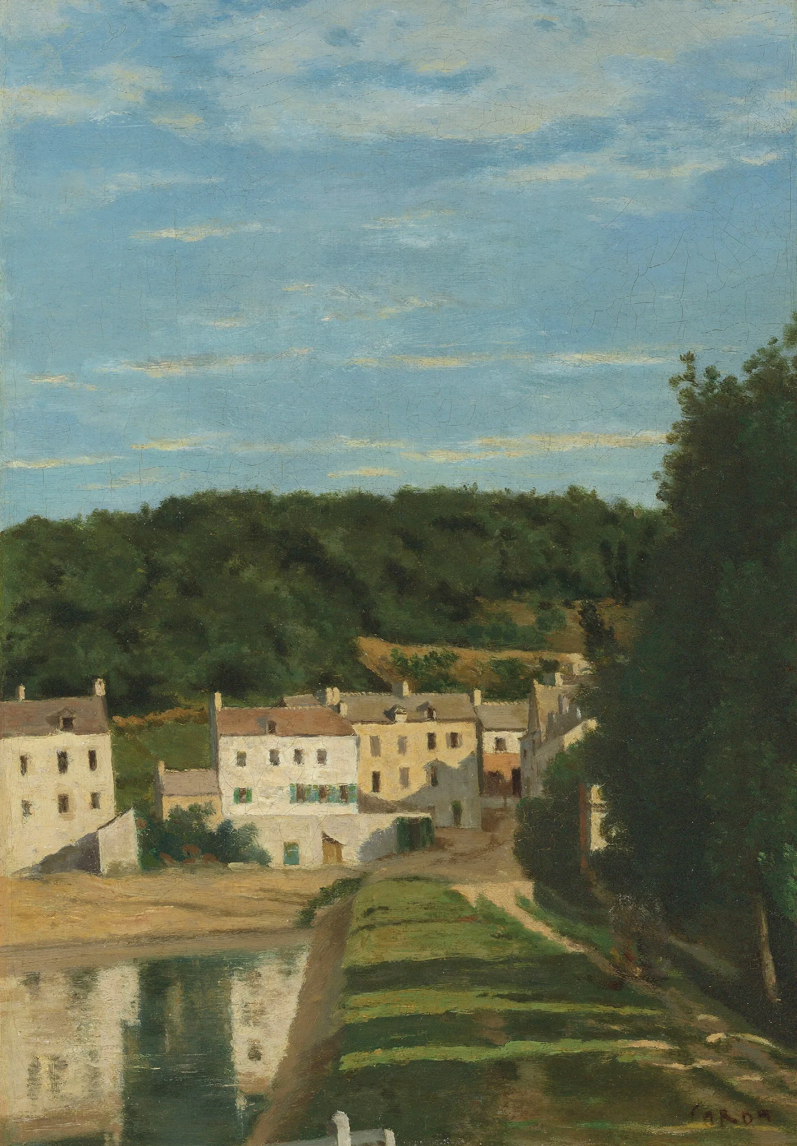 Les Maisons Cabassud A Ville Davray Wall Art by Jean-Baptiste-Camille Corot - Canvas Print