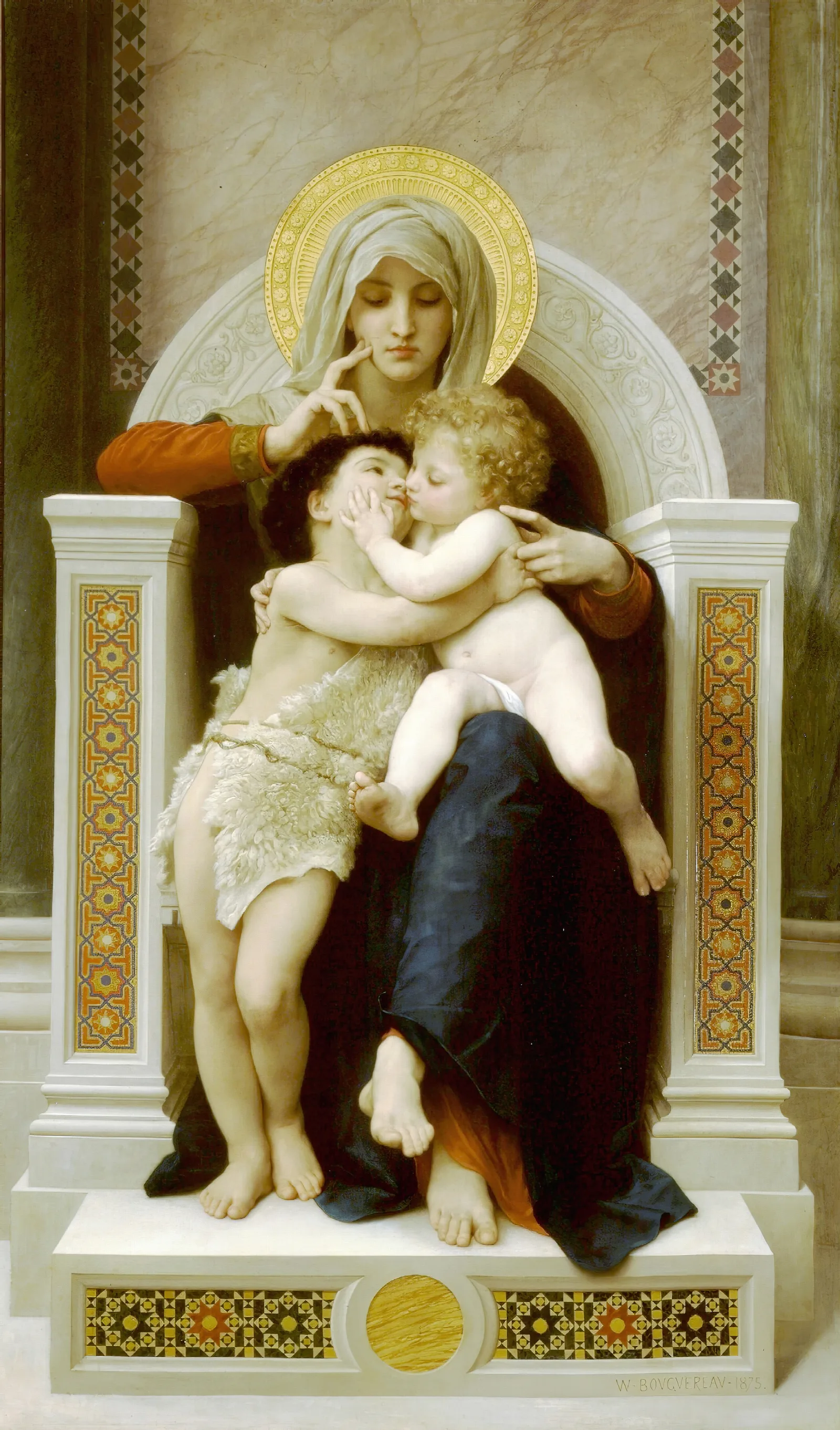 Madonna With Child And John The Baptist Wall Art by William Bouguereau - Canvas Print