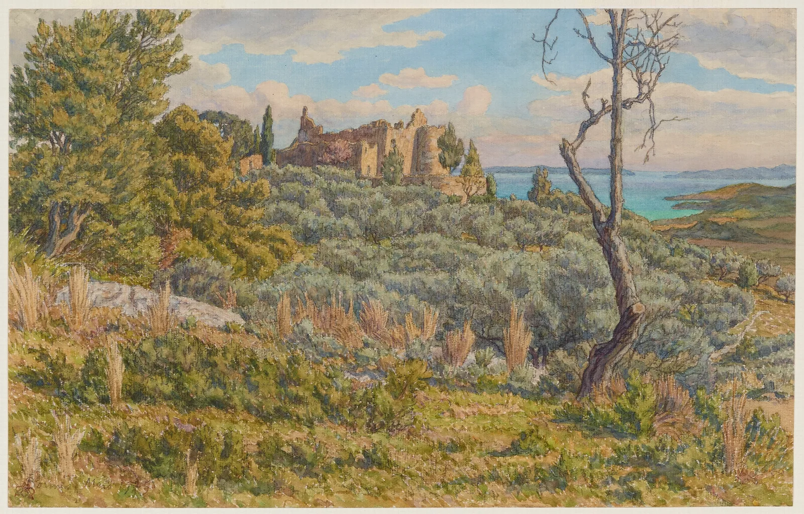 Le Vieux Chateau Bormes Wall Art by Henri Rivière - Canvas Print