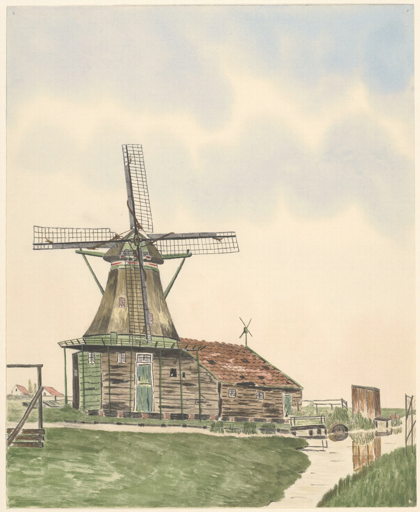 Molens Oliemolen Het Oude Honingvat Oostzijderveld Wall Art by Johannes Nicolaas Eijman - Canvas Print