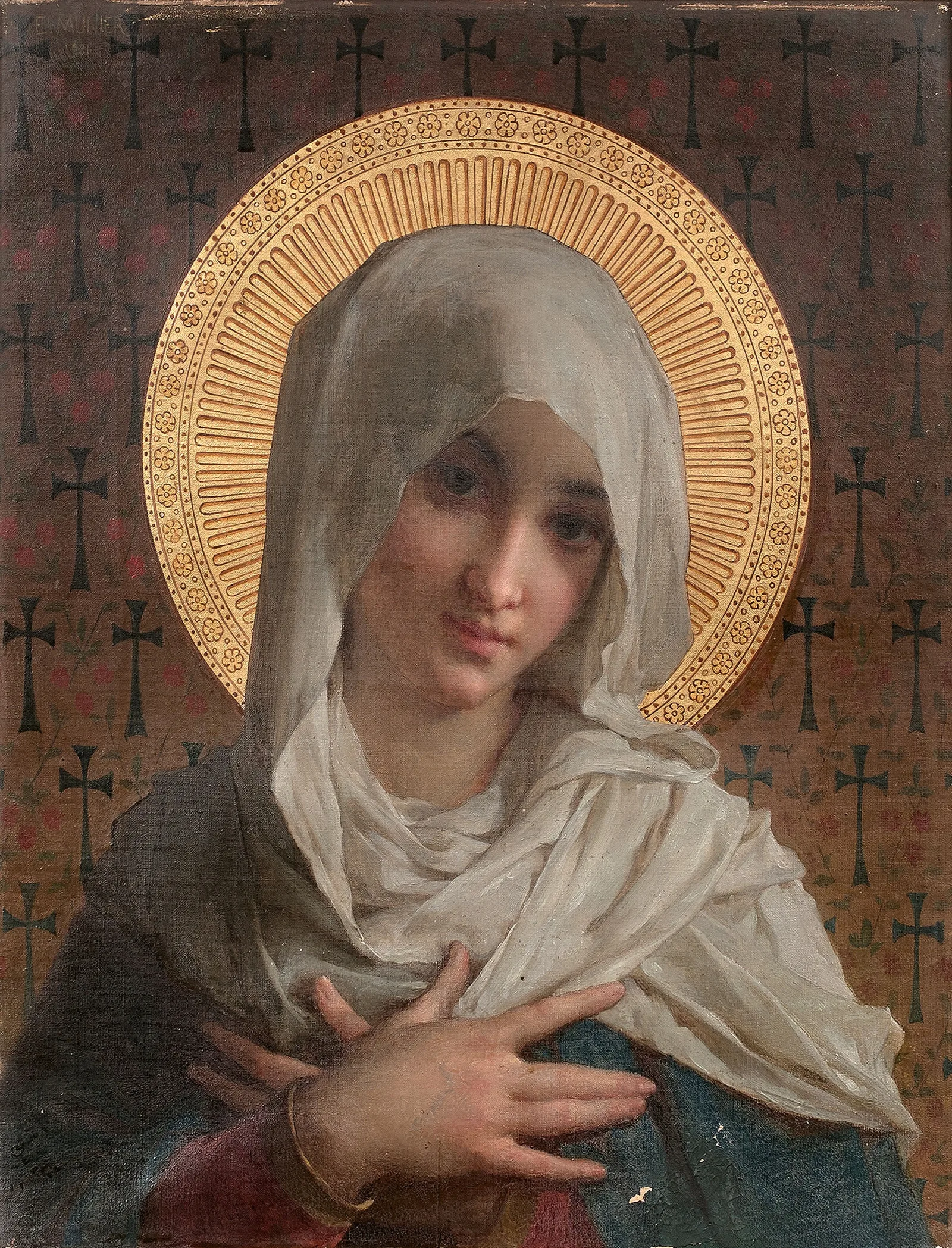 La Vierge En Buste Wall Art by Émile Munier - Canvas Print