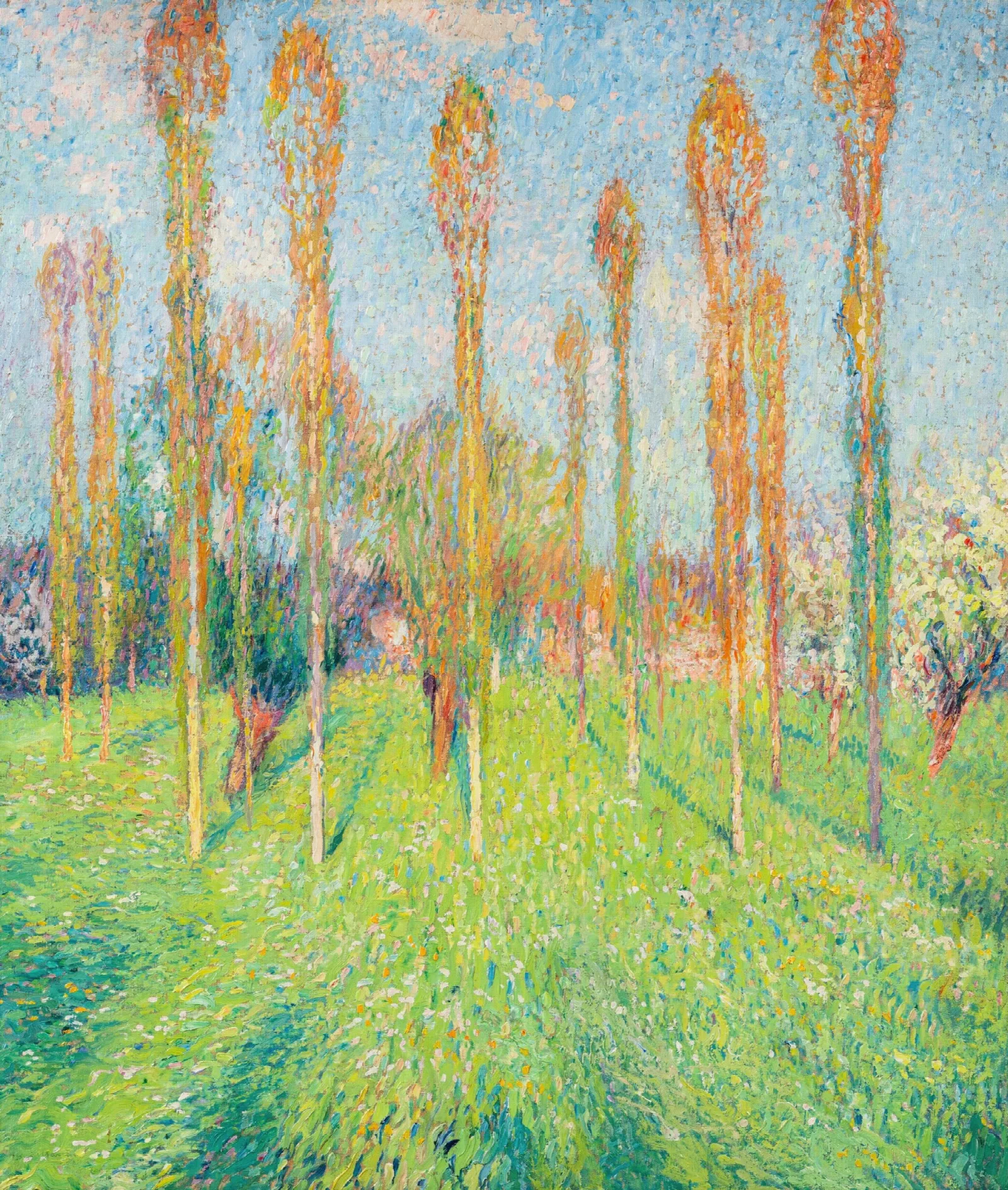 Prairie Ensoleillee Aux Peupliers Wall Art by Henri Martin - Canvas Print