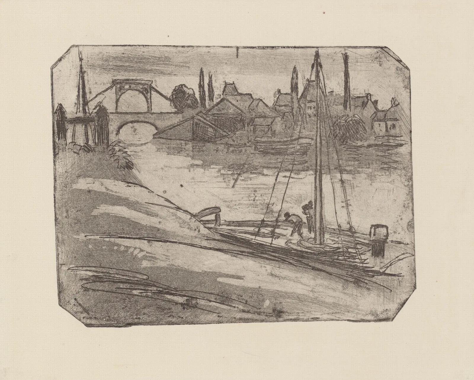 Les Berges A Rouen Wall Art by Camille Pissarro - Canvas Print